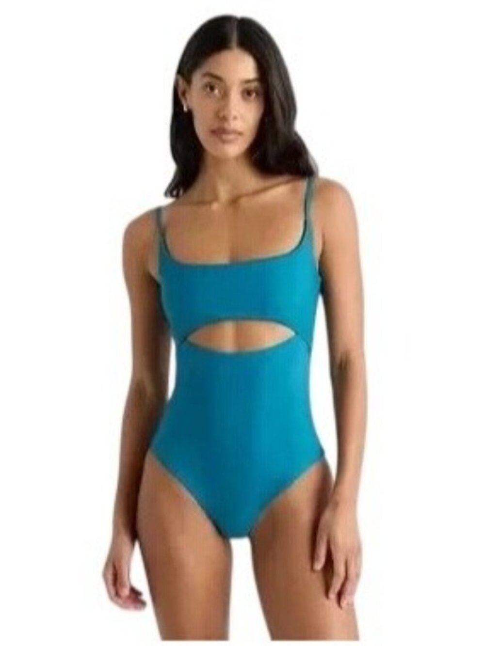 Quince Women's One-Piece Swimsuit With Cutout Detail In Teal Size M